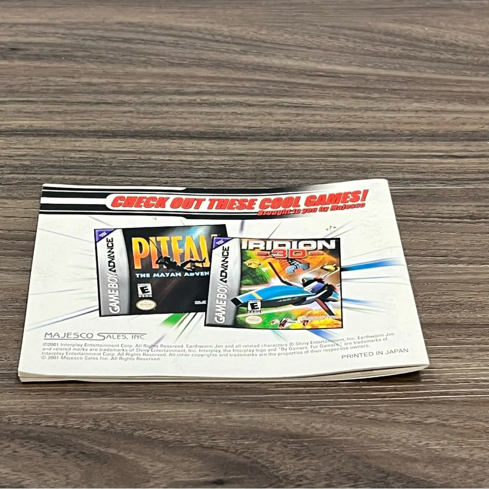 Vintage 2001 Nintendo Game Boy Advance Earthworm Jim Manual Only